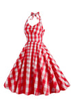 Rosa Grimma Plaid Vintage Klänning med Rosett