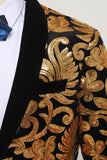 Blazer Slim Fit Solid One Button Business Gold Suit Jacket
