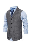 Brun Tweed Enkelknäppt Hakad Kappa Kostymväst Herr