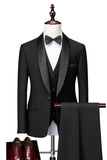 Grå Sjal Lapel 3 Stycken Kostym Herr