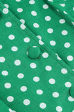 Grön Lapel Neck Prickig Swing 50 Tals Klänning