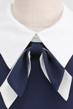 Marin Juvelhals 1950-Tals Klänning med Bowknot