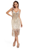 Rouge Fransar Spaghetti Straps 1920-talet Gatsby Klänning