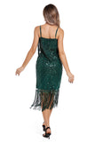 Rouge Fransar Spaghetti Straps 1920-talet Gatsby Klänning