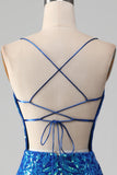 Royal Blue Mermaid glittrande balklänning med slits