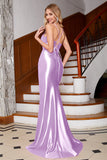 Fantastisk Royal Blue Mermaid Spaghetti Straps Korsett Prom Klänning med Split Front