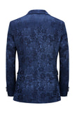 Silm Fit Peak Slag Ljusrosa Jacquard Hemkomstdräkter för män
