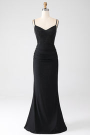 Mermaid Black Beaded Prom Klänning med volanger