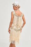 Svart Gatsby 1920-tals Flapper Klänning med Paljetter och Fransar