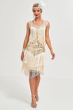 Svart Gatsby 1920-tals Flapper Klänning med Paljetter och Fransar