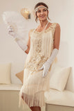 Plus size Champagne Gatsby 20 Tals Klänning med Paljett och fransar