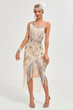 Svart Spaghetti Straps Gatsby Fringed Flapper Klänning