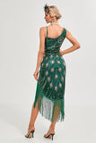 Svart Spaghetti Straps Gatsby Fringed Flapper Klänning