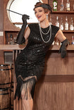 Svart Gatsby Glitter Fringe 20 Tals Gatsby Klänning