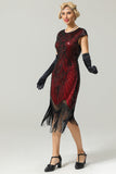 Svart Gatsby Glitter Fringe 20 Tals Gatsby Klänning