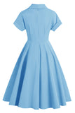 Elegant gul V-hals vintageklänning
