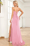 Mörkgrön sjöjungfru Spaghetti Straps Satin Prom Klänning med Split Front